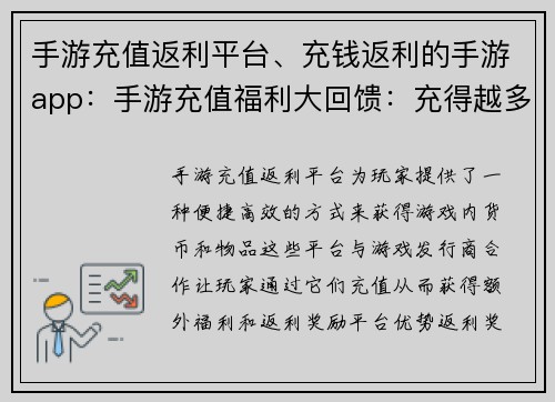 手游充值返利平台、充钱返利的手游app：手游充值福利大回馈：充得越多，赚得越多